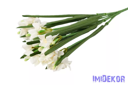 Nárcisz 7 ágú selyem csokor 60cm - Fehér