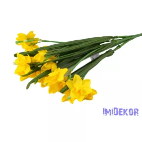 Nárcisz 7 ágú selyem csokor 60cm - Napsárga