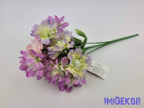 Mezei 5ágú műbogyós búzavirág csokor 27cm - Lilás Rózsaszín