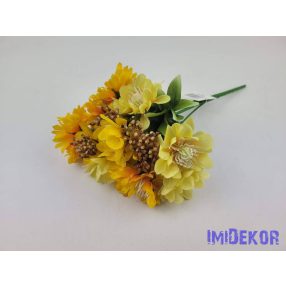   Mezei 5ágú műbogyós búzavirág csokor 27cm - Vajas Sárgás