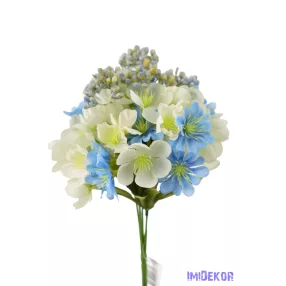 Tavaszi 5 ágú selyem csokor 28cm - Kék