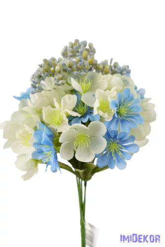 Tavaszi 5 ágú selyem csokor 28cm - Kék