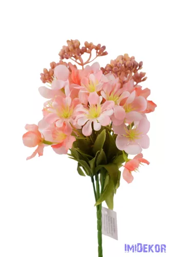 Tavaszi 5 ágú selyem csokor 28cm - Rózsaszín
