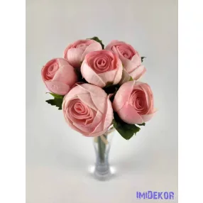   Gumi boglárka 6 szálas kötegelt élethű csokor 29 cm - Babarózsaszín