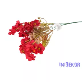 Apró virágos 5 ágú selyem csokor 38cm - Bordó