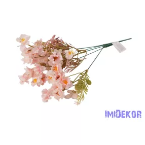   Apró virágos 5 ágú selyem csokor 38cm - Halvány Rózsaszín