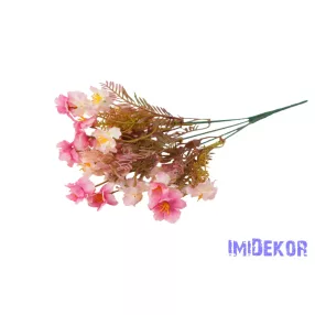 Apró virágos 5 ágú selyem csokor 38cm - Rózsaszín