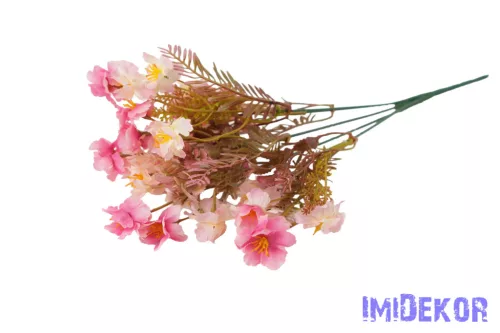 Apró virágos 5 ágú selyem csokor 38cm - Rózsaszín