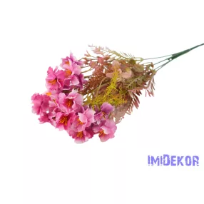 Apró virágos 5 ágú selyem csokor 38cm - Lila