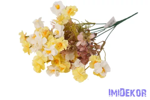 Apró virágos 7 ágú selyem csokor 38cm - Sárga