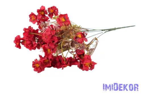 Apró virágos 7 ágú selyem csokor 38cm - Bordó