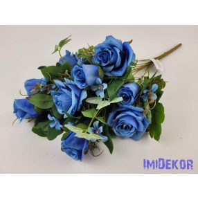 Rózsa 10 ágú féloldalas csokor 51 cm - Kék