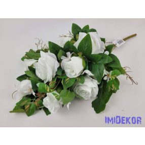 Rózsa 10 ágú féloldalas csokor 51 cm - Fehér