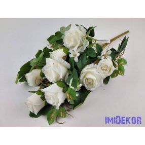 Rózsa 10 ágú féloldalas csokor 51 cm - Krém