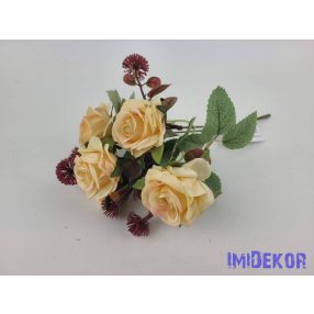 Rózsa 5 ágú selyem csokor 26 cm - Barack