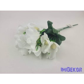Anemóna 5 ágú selyem csokor 39cm - Fehér