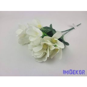 Anemóna 5 ágú selyem csokor 39cm - Krém