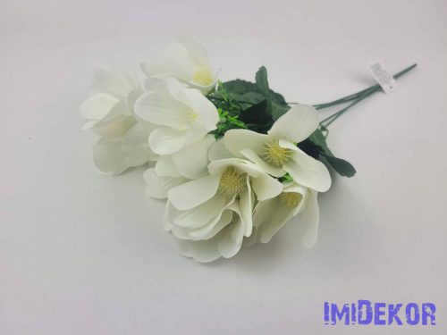Anemóna 5 ágú selyem csokor 39cm - Krém