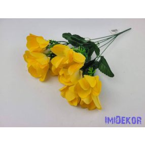 Anemóna 5 ágú selyem csokor 39cm - Sárga