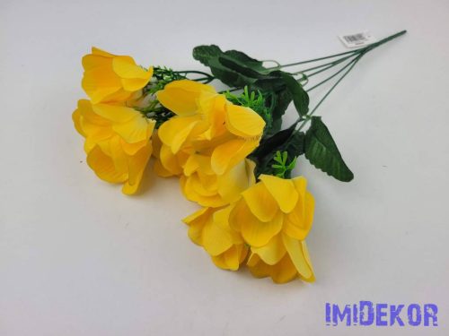 Anemóna 5 ágú selyem csokor 39cm - Sárga