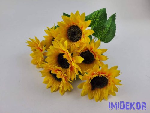 Napraforgó 7 ágú selyemvirág csokor 38 cm