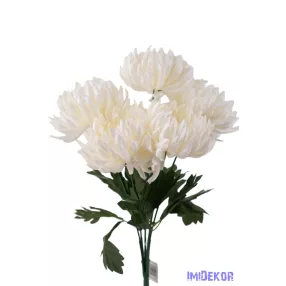 Krizantém 5 ágú selyemvirág csokor 45cm D11cm - Krém