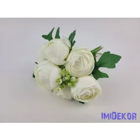 Boglárka 7 szálas kötegelt csokor 26 cm - Törtfehér