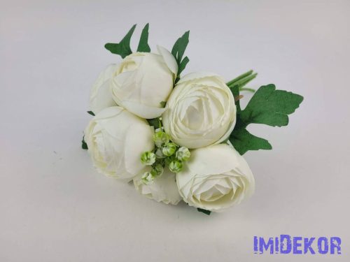 Boglárka 7 szálas kötegelt csokor 26 cm - Törtfehér