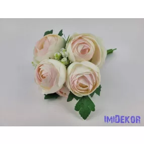   Boglárka 7 szálas kötegelt csokor 26 cm - Krém-Rózsaszín