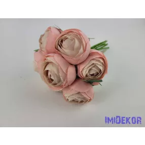   Boglárka 7 szálas kötegelt csokor 26 cm - Rózsaszín-Krém K