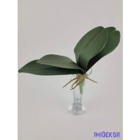 Orchidea 4 ágú élethű levél gyökérrel 23 cm