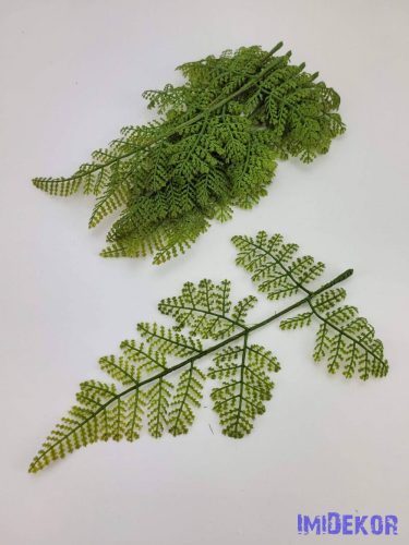 Páfrány gumis hatású mű díszítő levél 23 cm - Sötét Zöld