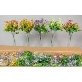   Bogyós eukaliptusz 5 ágú selyemvirág díszítő csokor mű bokor 33 cm