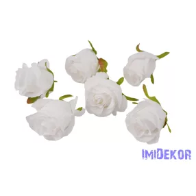 Bimbós rózsa selyemvirág fej D6,5cm - Fehér