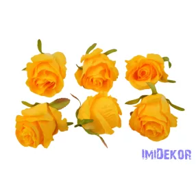 Bimbós rózsa selyemvirág fej D6,5cm - Sárga