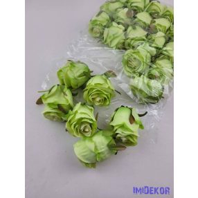 Bimbós rózsa selyemvirág fej D6,5cm - Zöld