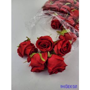 Bimbós rózsa selyemvirág fej D6,5cm - Piros