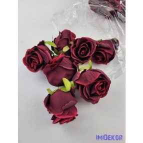 Bimbós rózsa selyemvirág fej D6,5cm - Bordó