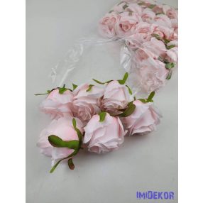 Bimbós rózsa selyemvirág fej D6,5cm - Rózsaszín