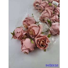 Bimbós rózsa selyemvirág fej D6,5cm - Őszi Rózsaszín