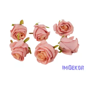 Bimbós rózsa selyemvirág fej D6,5cm - Őszi Rózsaszín