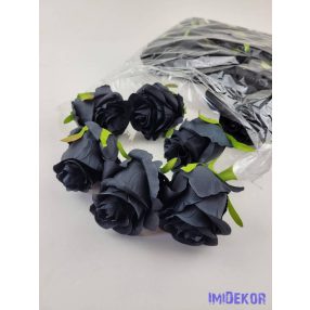 Bimbós rózsa selyemvirág fej D6,5cm - Fekete