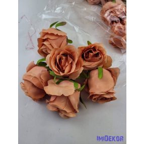 Bimbós rózsa selyemvirág fej D6,5cm - Őszi Narancs