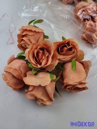 Bimbós rózsa selyemvirág fej D6,5cm - Őszi Narancs
