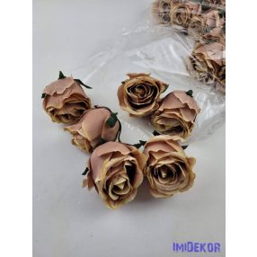 Bimbós rózsa selyemvirág fej D6,5cm - Cappucino