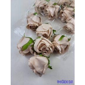 Bimbós rózsa selyemvirág fej D6,5cm - Bézs