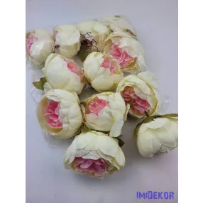 Peónia selyemvirág fej 9 cm - Kérm-Rózsaszín középpel