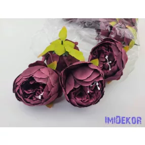 Peónia selyemvirág fej 9 cm - Bordó