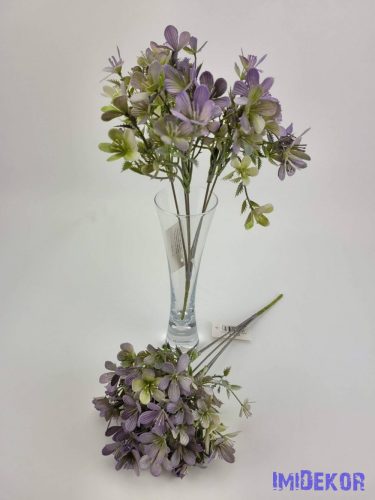 Apró virágos 5 ágú mű díszítő bokor 31 cm - Hamvas Lilás