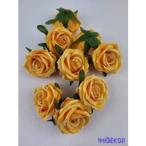 Bársony hatású rózsa fej 7cm - Napsárga